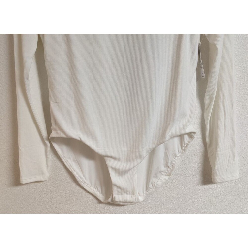 NWT~SOMA White Ribbed Mock Neck Bodysuit w/ Built-In Bra Medium  $69.95 - Picture 3 of 10